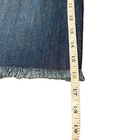 Route 66 Denim Skirt 5 Pocket Zip Fly Size 10 Distressed Raw Frey Hem Retro Y2K - Picture 11 of 11